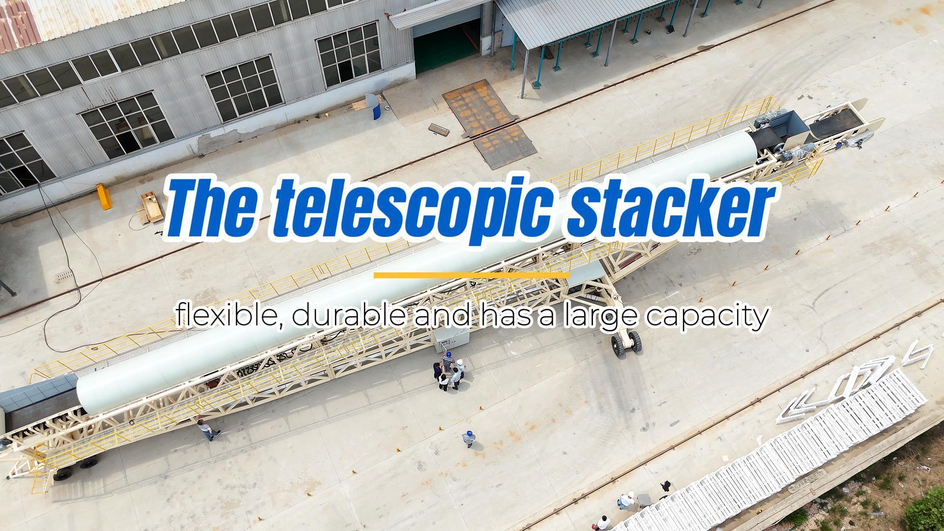 The telescopic stacker is flexible, durable and has a large capacity.